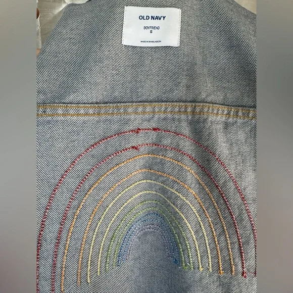 Old Navy Blue Jean Jacket with Colorful Embroidery - Picture 8 of 9